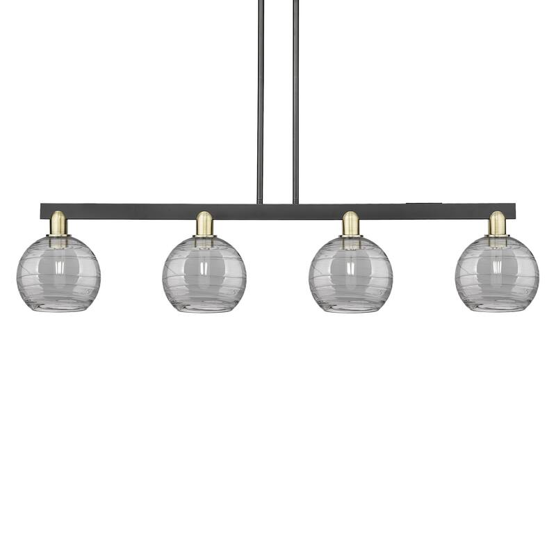 Innovations Lighting 716-4I-11-51 Athens Deco Swirl Linear Athens Deco - Black Antique Brass / Light Smoke Deco Swirl