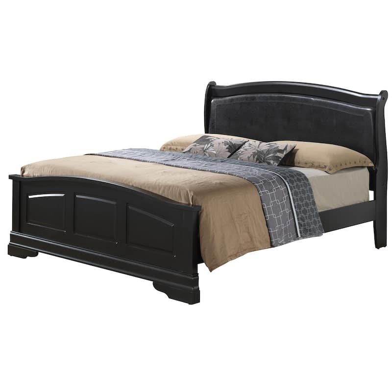 Twill Upholstered Full Panel Bed - 84" - Black