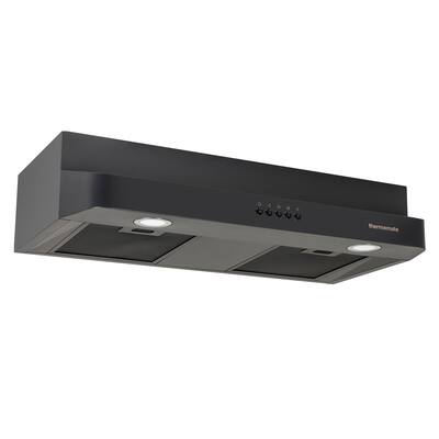 thermomate 230CFM Slim Vent Hood with 3 Speed Exhaust Fan, Insert Ducted Range Hood with 2 LED Lights, Black