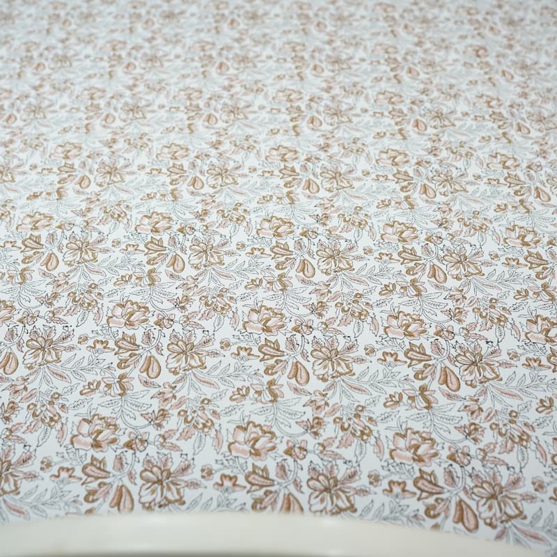 Fabdivine Handmade Block Print Cotton Table Cover Farmhouse Dining Kitchen Decor Gift - 72"X160" - Kudrat- Brown, Pink
