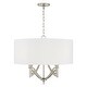 preview thumbnail 1 of 5, Sylvia 24" 4-light Drum Pendant w/ White Fabric Shade Antique Silver