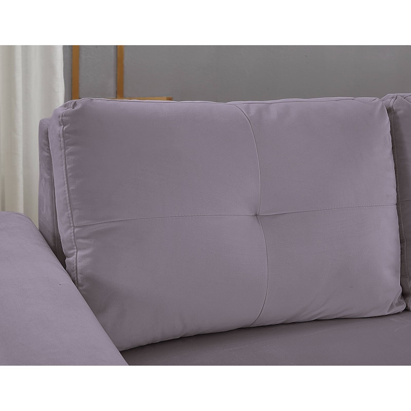 91" Wide Velvet Reversible Sofabed Sectional Sofa & Chaise - 91" Wide