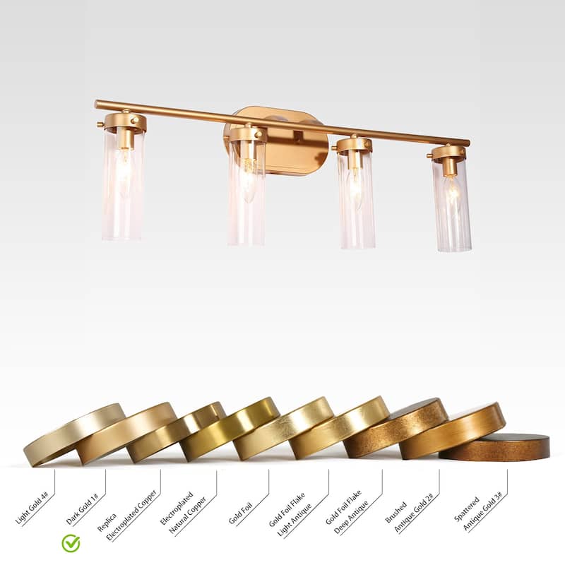Modern Gold 3-Light Bathroom Vanity Light Cylinder Glass Wall Sconce