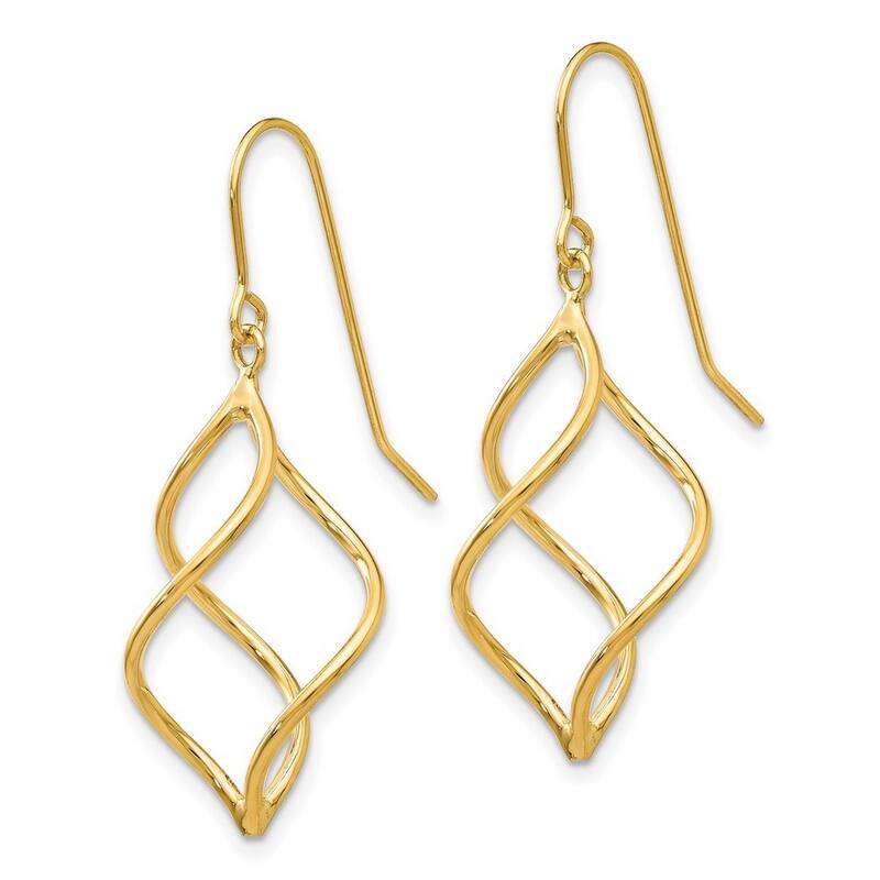 Curata 10k Yellow Gold Polished Short Twisted Guardian Angel Earrings - 30x12mm