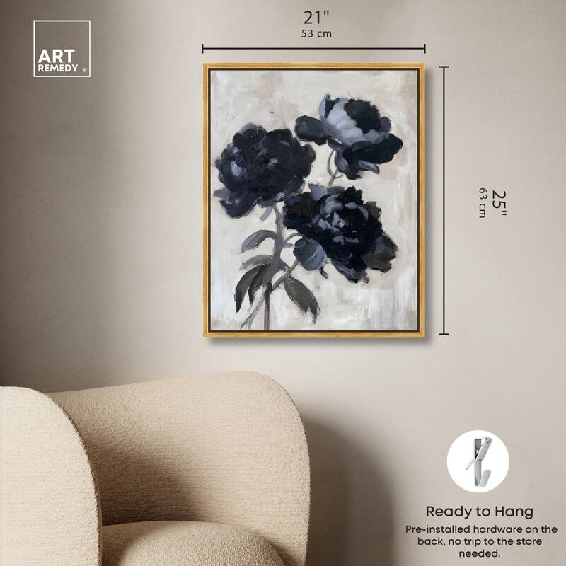 Peonies in Shadow Canvas by Art Remedy