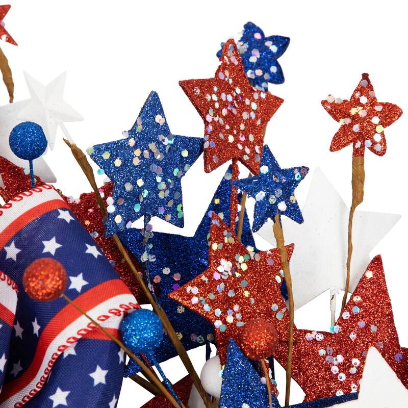 Stars and Stripes Glittered Patriotic Artificial Twig Wreath - 24"