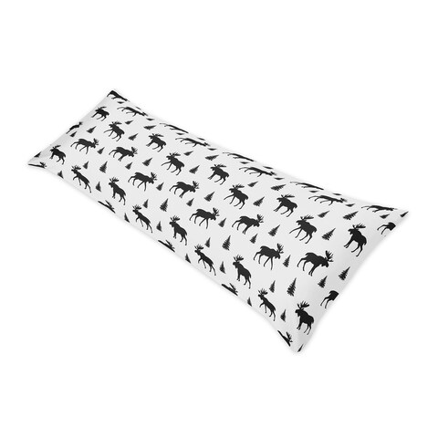 Sweet Jojo Designs Black and White Woodland Moose Rustic Patch Collection Body Pillow Case (Pillow Not Included)