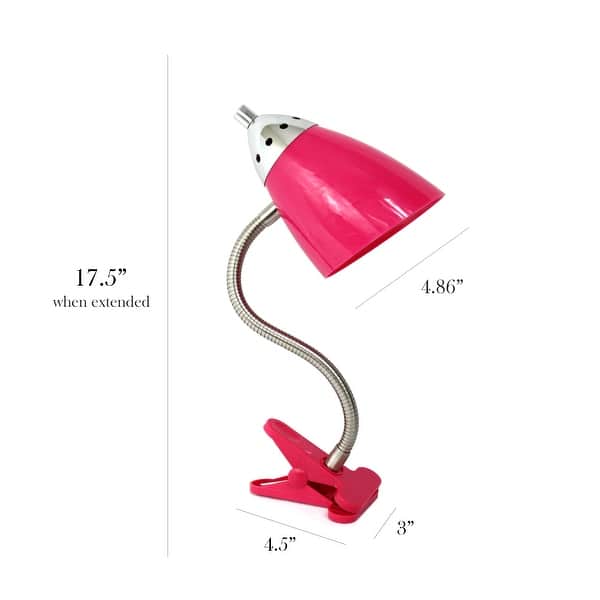 dimension image slide 3 of 2, LimeLights Flossy Flexible Gooseneck Clip Light Desk Lamp