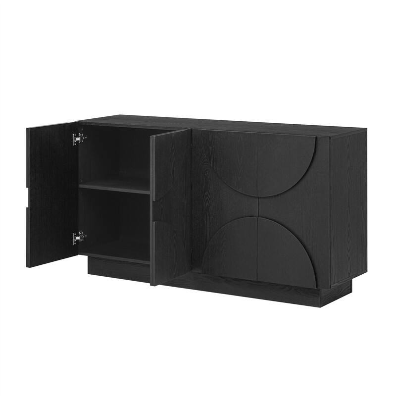 4-Door Sideboard with Adjustable Shelves, Buffet Cabinet with Semi-Circular Handles for Dining Room, Kitchen, and Living Room