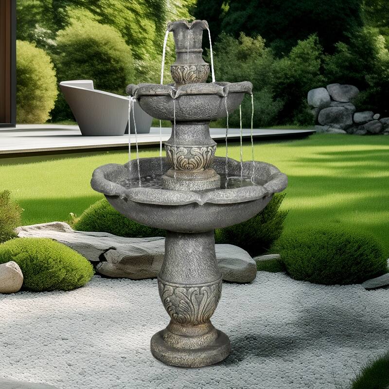 48.4" H Classical Flowerpot Shape Finial Fountain and Waterfalls for Outdoor