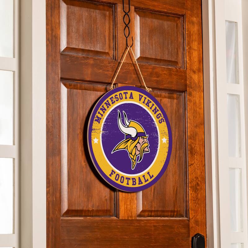 Minnesota Vikings Wooden Door Decor Wall Sign - Multi-Color