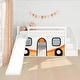 preview thumbnail 2 of 19, Twin Over Twin Low Bunk Bed with Stairs, Slide, & Camper Van Curtain