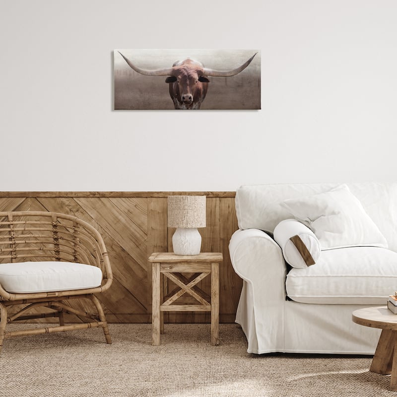 Stupell Rustic Western Longhorn Canvas Wall Art Design By Carol Robinson