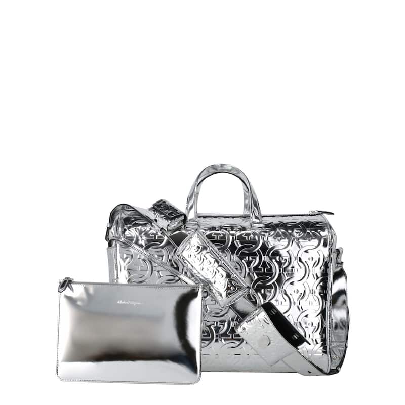 Ferragamo Brooklyn Monogram Metallic Leather Tote