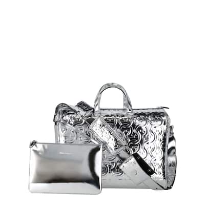 Ferragamo Brooklyn Monogram Metallic Leather Tote