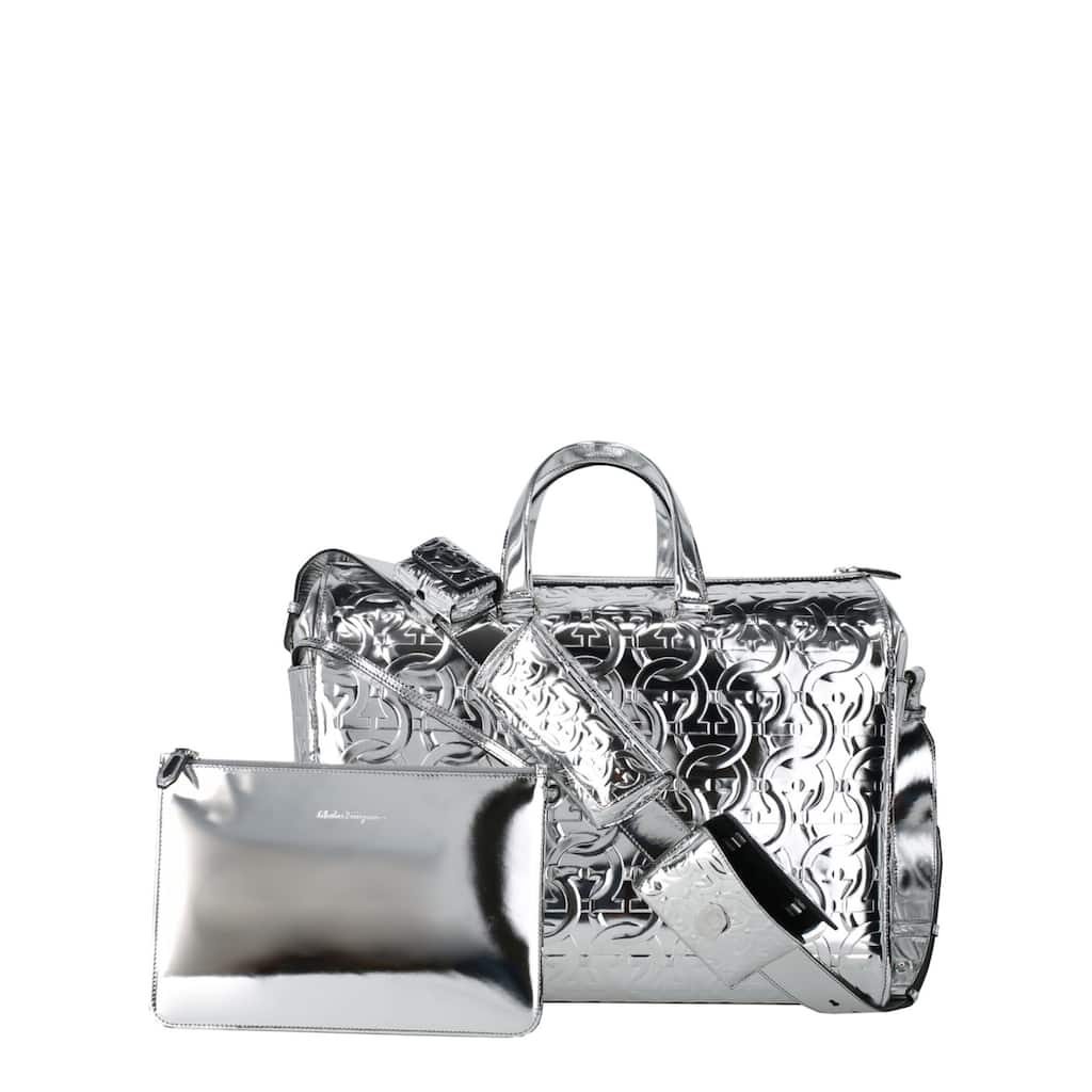 Ferragamo Brooklyn Monogram Metallic Leather Tote