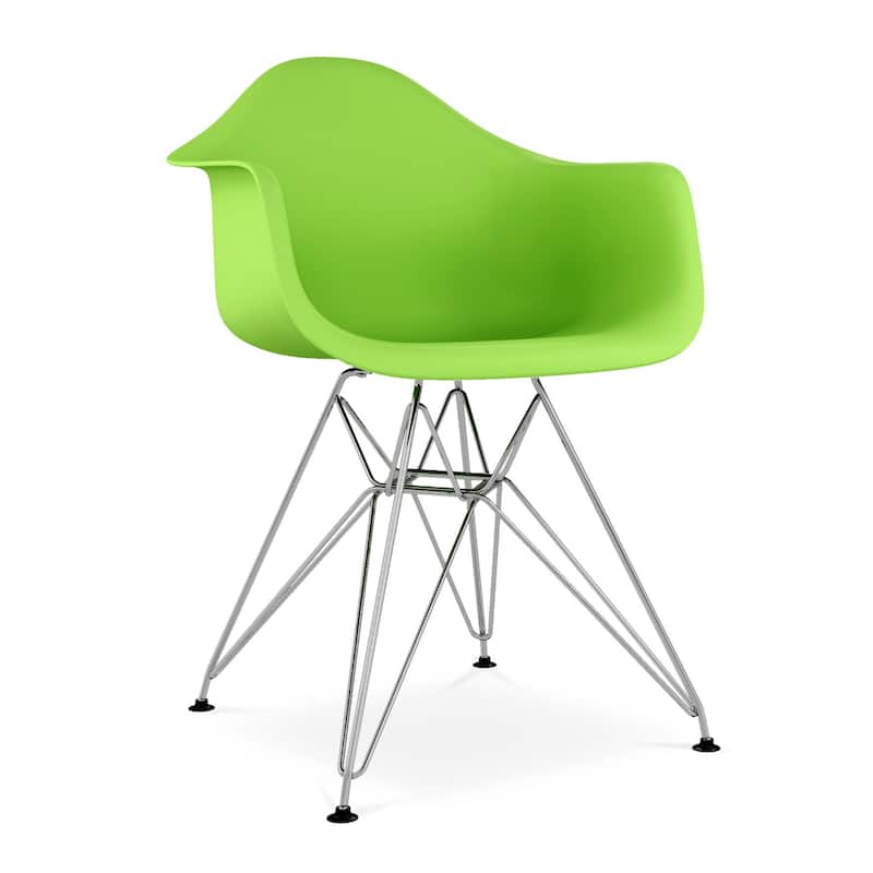 Green And Silver Heavy Duty Plastic Dining Arm Chair