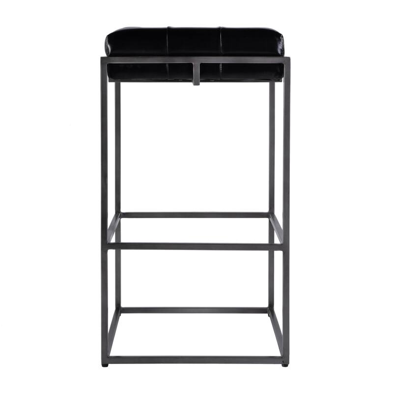 Eldridge Leather and Iron Backless Counter and Bar Stools with Footrest