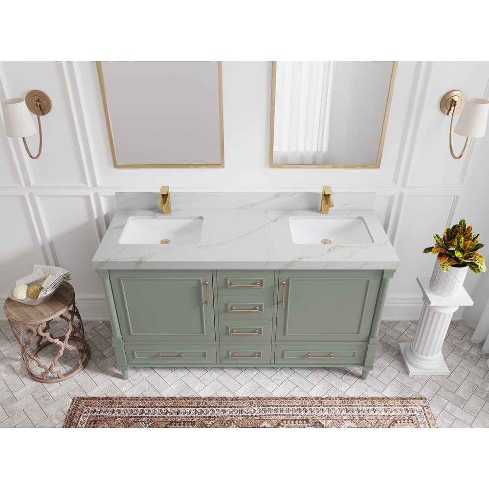 Willow Collections 60 in. W x 22 in. D Aberdeen Double Sink Bathroom Vanity with Countertop