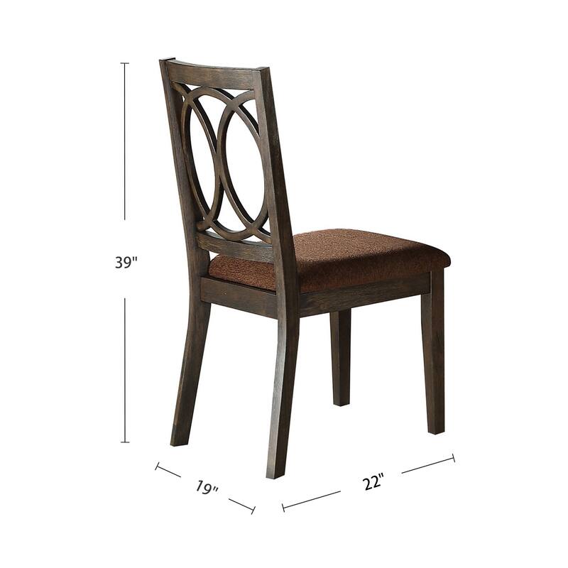 Set of 2 Upholstered Arm Chair in Brown and Espresso Finish