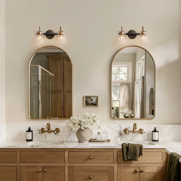 LALUZ Modern Gold 2/4-Light Bathroom Vanity Light Textured Glass