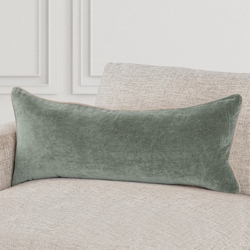 Villa by Classic Home Harriet Velvet Throw Pillow - 16x36 - Bay Green