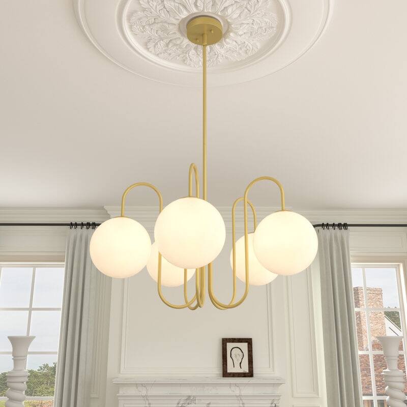 Acroma - 5 Light Gold Steel Dimmable Classic / Traditional Chandelier - N/A