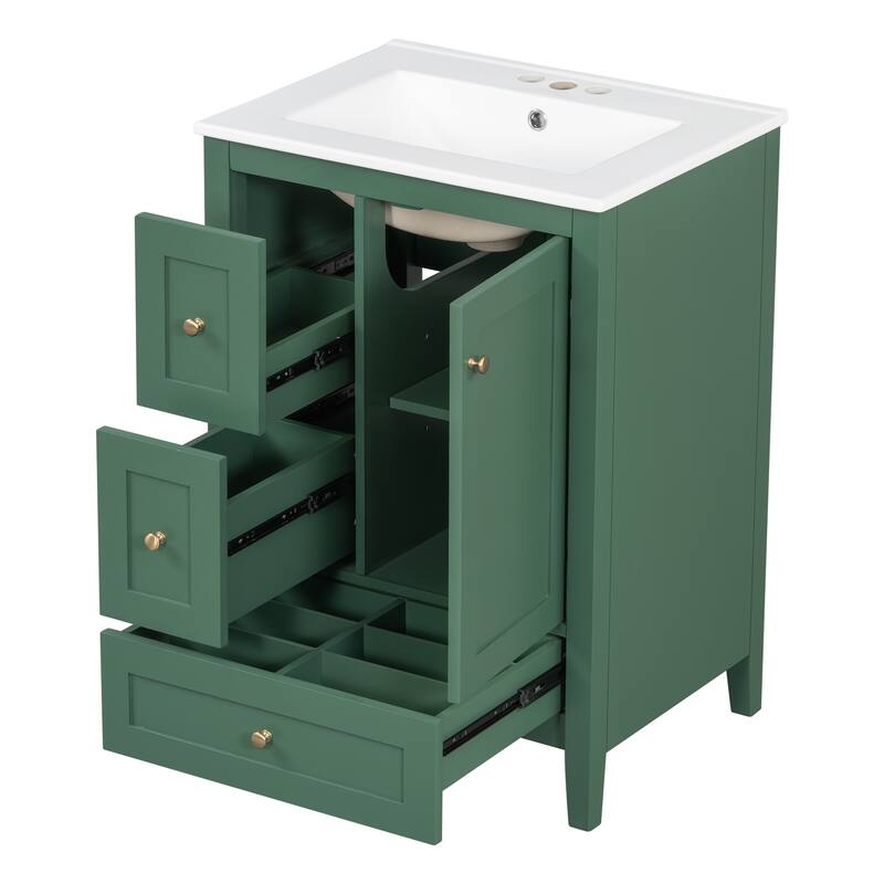 24-Inch Bathroom Vanity with Storage, Adjustable Shelf