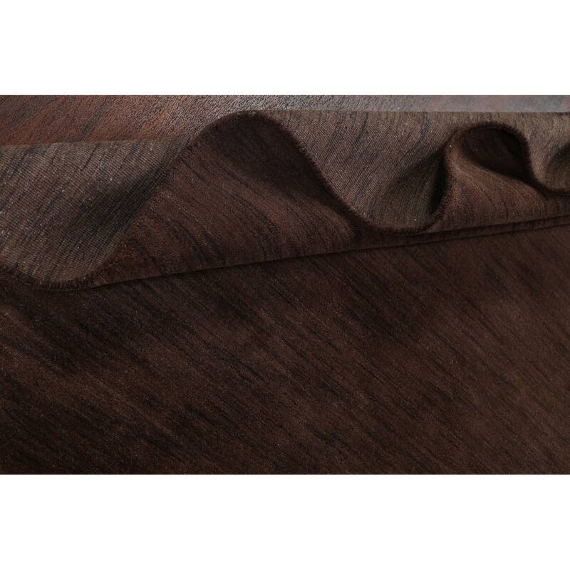 Brown Solid Gabbeh Oriental Wool Area Rug Hand-knotted Bedroom Carpet - 6'2" x 9'2"