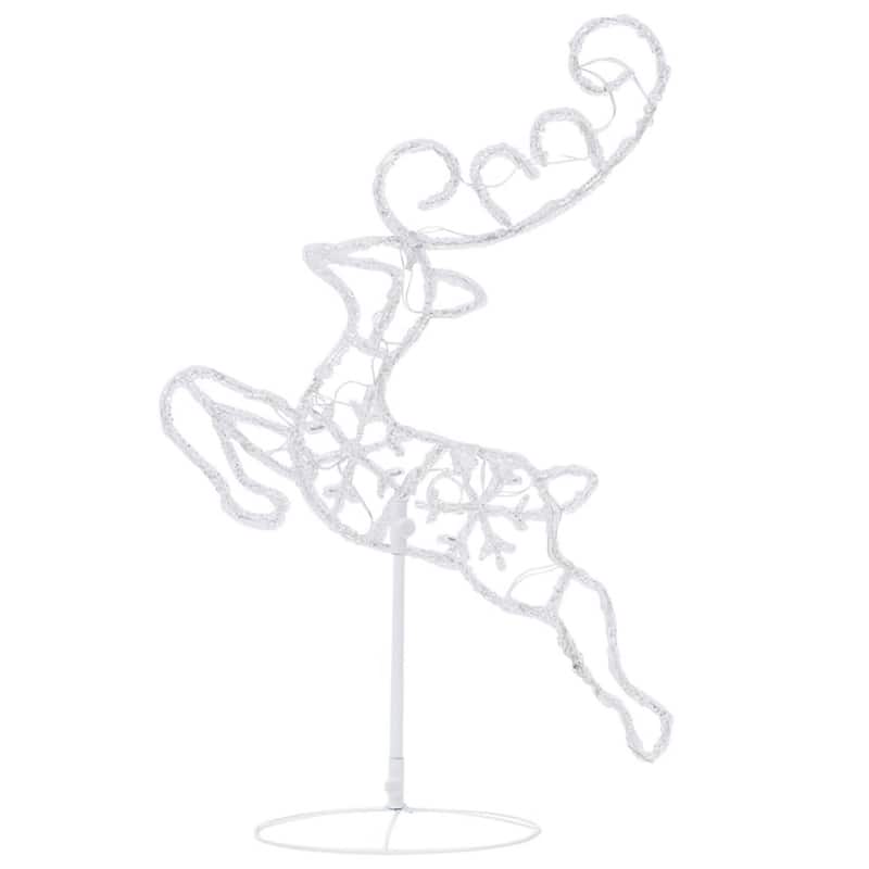 Outdoor 2 Flying Reindeer Sleigh Christmas Decor, 72 Cool White LEDs - Cool White