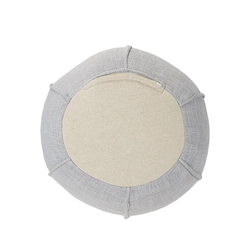 18" Solid Gray Pleated Handcrafted Round Pouf Ottoman