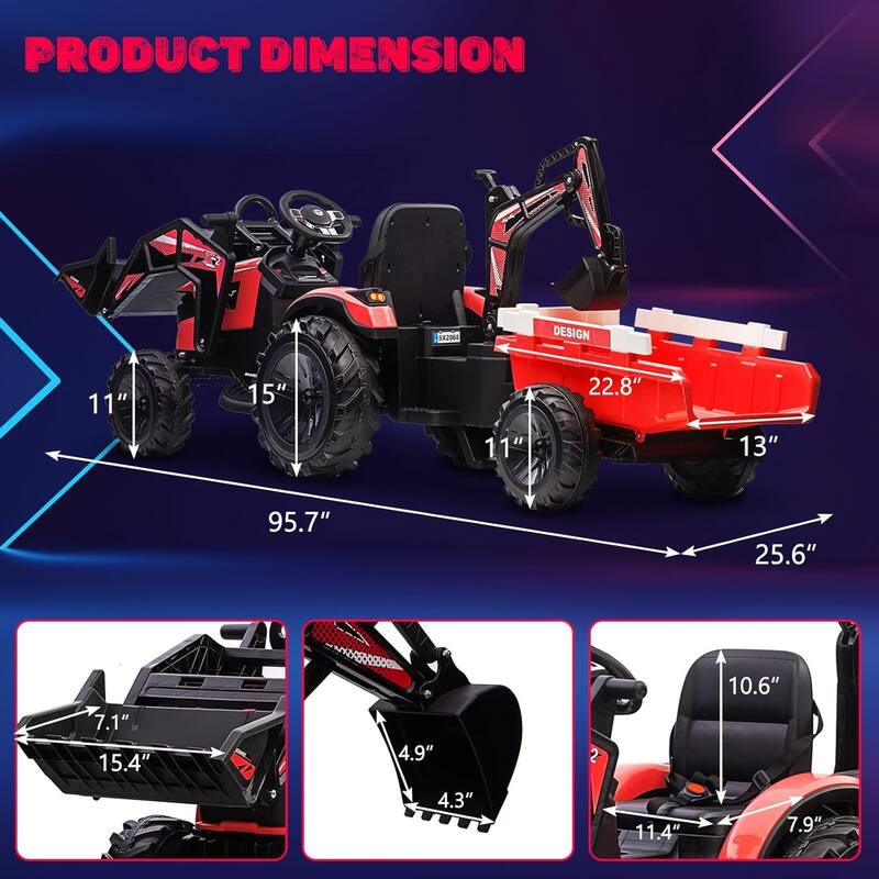 3 in 1 Kids 24V Ride on Tractor