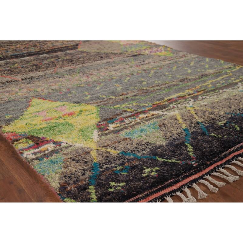 Plush Moroccan Style Area Rug Handmade Oriental Wool Carpet - 5'9" x 9'7"