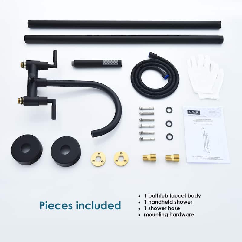 Altair Gnosall Double Lever Handle Freestanding Floor Mounted Tub Filler with Handshower