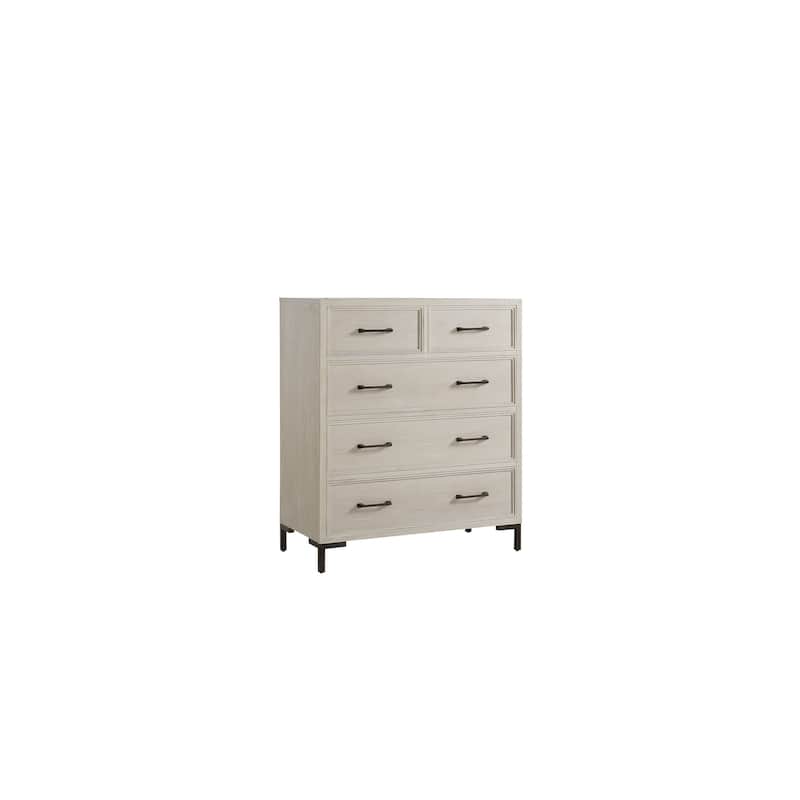 Bradley 5-Drawer Wood Chest, Antique White