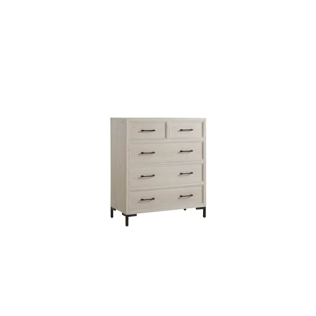 Bradley 5-Drawer Wood Chest, Antique White