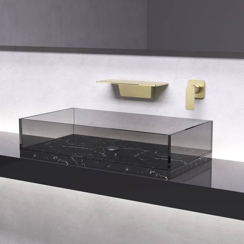 Wall Mounted Single Handle Bathroom Sink Faucet with Waterfall Spout, Silent and Splash Proof, Easy Clean