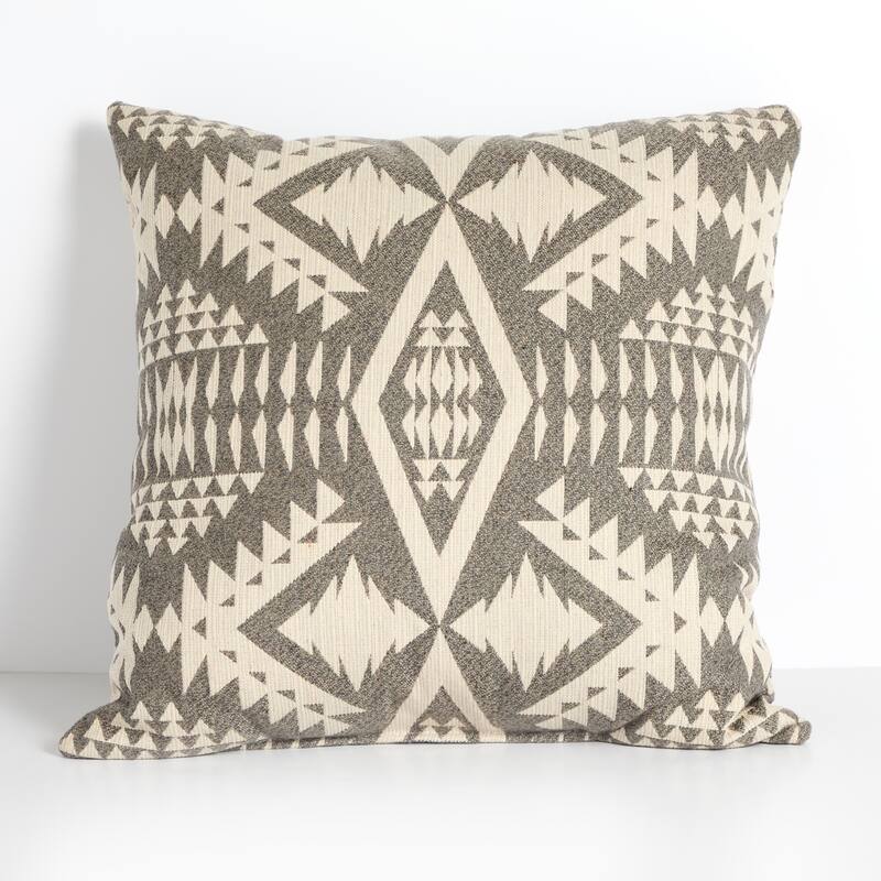 Sorra Home Sunbrella Pendleton Outdoor Knife Edge Pillow Single - 24 in H x 24 in W x 6 in D - Diamond River II Fawn