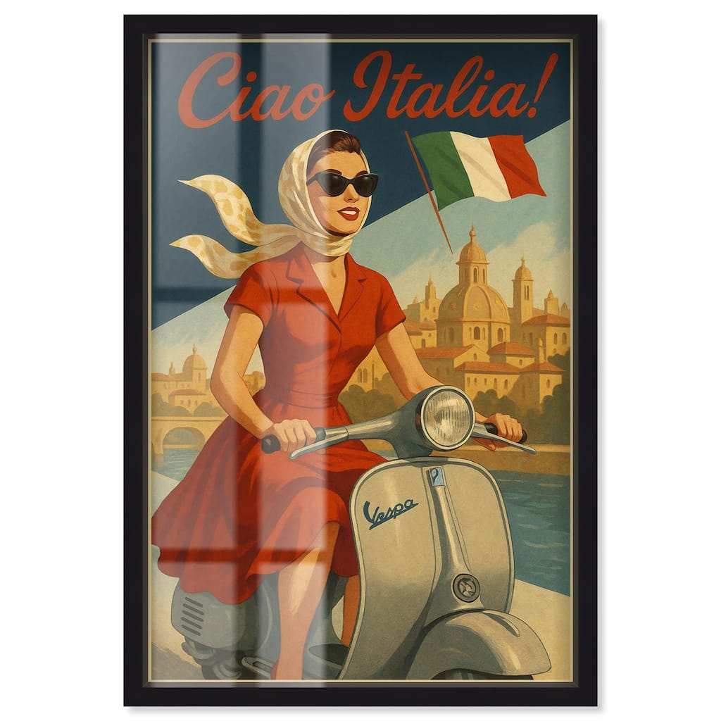 Scooter Italian Travel Shadowbox by Art Remedy
