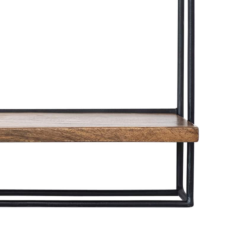 Metal and Wood Wall Shelf - 25.5"L x 6.3"W x 13.8"H