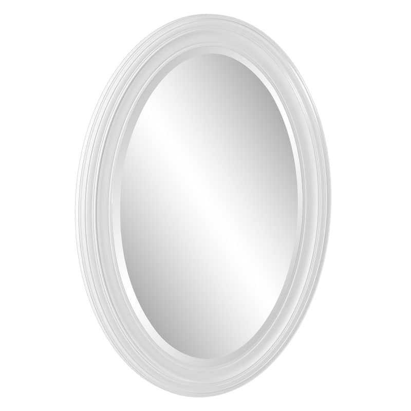 Allan Andrews White Oval Wood Framed Beveled Wall Mirror