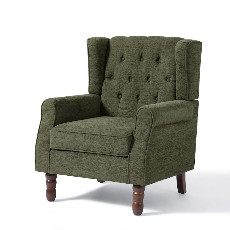 Button-Tufted Accent Chair Wingback Armchair - 38"H