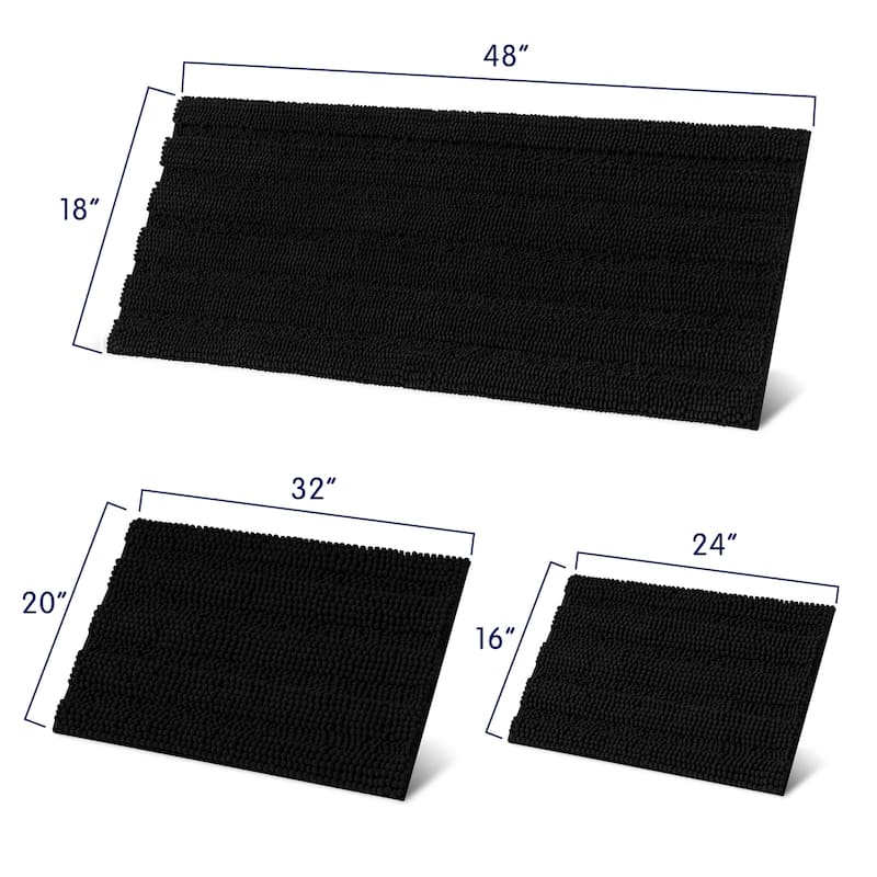 Subrtex Super Soft Absorbent Braided Bathroom Mats Chenille Bath Rugs