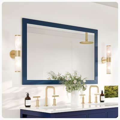 Eviva Acclaim 48" x 30" Rectangular Blue Wooden Framed Mirror