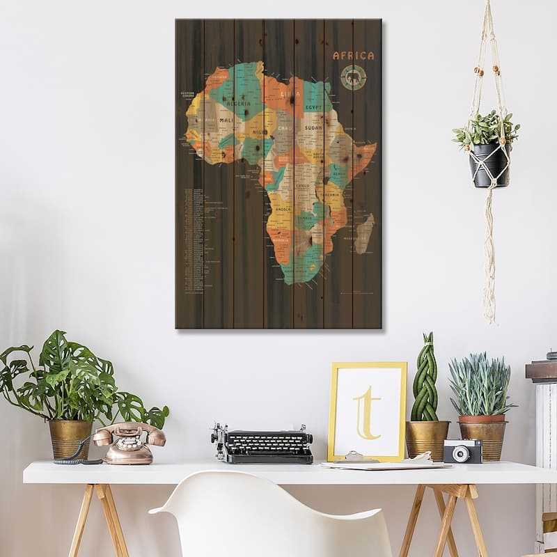 Africa Map Print On Wood by Jazzberry Blue - Multi-Color