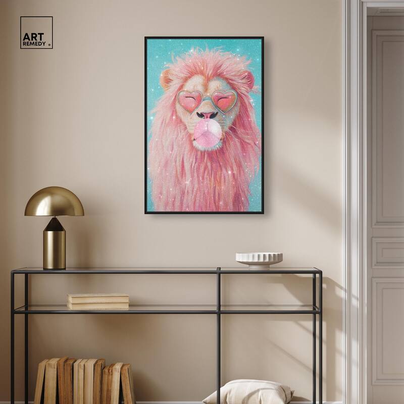 Pastel Lion Bubblegum Canvas by Art Remedy