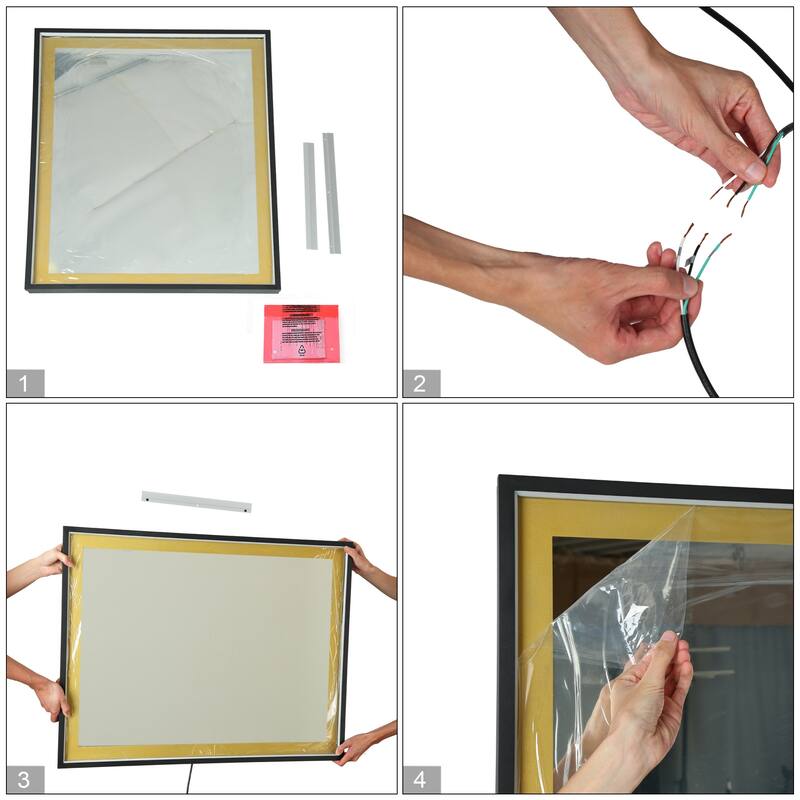 Lunara Modern Matte Black LED Bathroom Mirror with Golden Sand Frame Anti Fog - Black/Gold - L28"xD1"xH36"