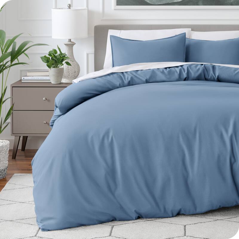 Bare Home Soft Hypoallergenic Microfiber Duvet Cover and Sham Set - Coronet Blue - Queen