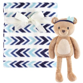 Hudson Baby Infant Boy Plush Blanket with Toy, Aztec Bear, One Size - Aztec Bear - One Size