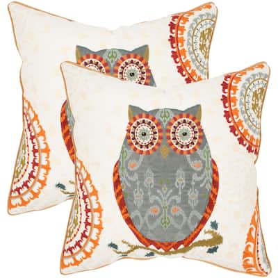 SAFAVIEH Percy Grey 22-inch Square Throw Pillows (Set of 2)